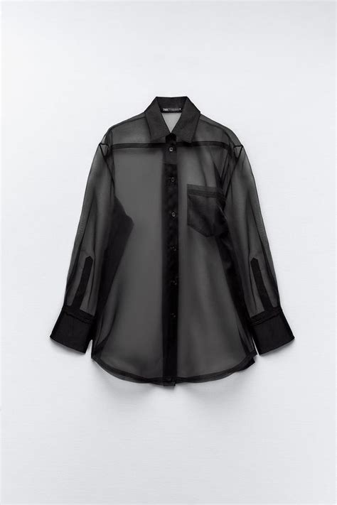 camicia versace zara|OVERSIZED ORGANZA SHIRT .